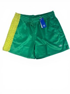 Adidas Originals Q2 Monogram Shorts XL Green Yellow Trefoil NWT